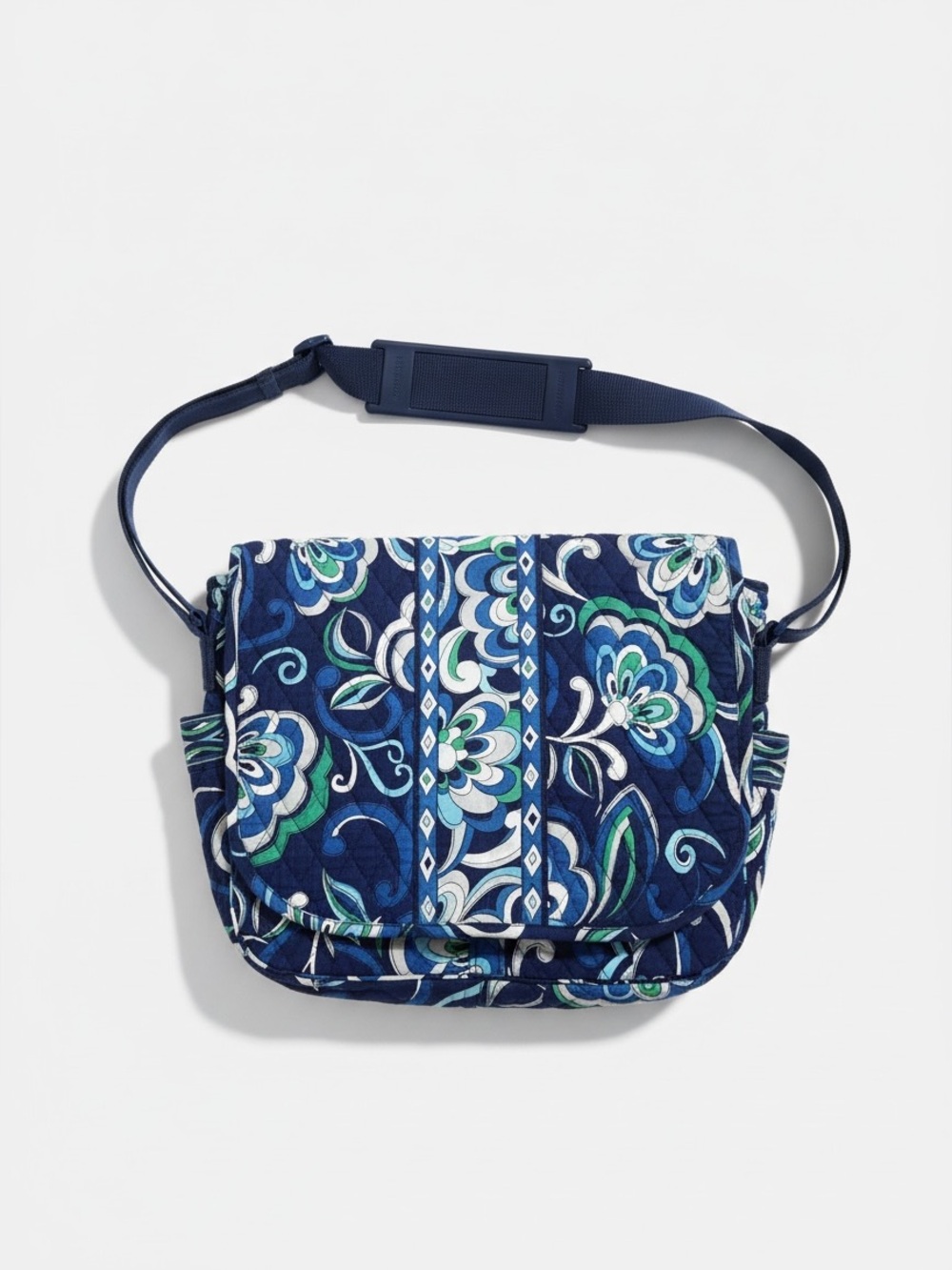 Vera Bradley Quilted Cotton Messenger Bag Crossbody Retired Mediterranean Floral